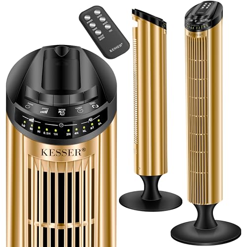 KESSER® Turmventilator mit Fernbedienung | 90° Oszillationswinkel | 3 Stufen | 90 cm |+ Timerfunktion | Turbo-Funktion | Säulenventilator Standventilator Luftkühler Ventilator Towerventilator von KESSER