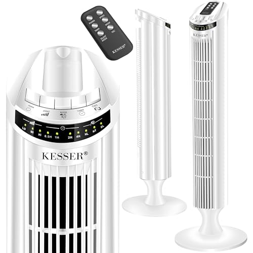 KESSER® Turmventilator mit Fernbedienung | 90° Oszillationswinkel | 3 Stufen | 90 cm |+ Timerfunktion | Turbo-Funktion | Säulenventilator Standventilator Luftkühler Ventilator Towerventilator von KESSER