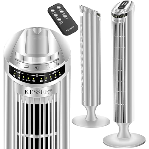 KESSER® Turmventilator mit Fernbedienung | 90° Oszillationswinkel | 3 Stufen | 90 cm |+ Timerfunktion | Turbo-Funktion | Säulenventilator Standventilator Luftkühler Ventilator Towerventilator von KESSER