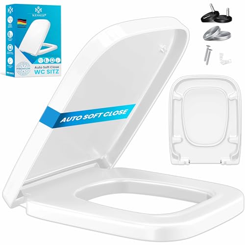 KESSER® WC Sitz mit Absenkautomatik Toilettendeckel Quick-Release-Funktion und Softclose - einfache Montage Klodeckel aus Duroplast Toilettensitz mit Edelstahl Befestigung E-Form von KESSER