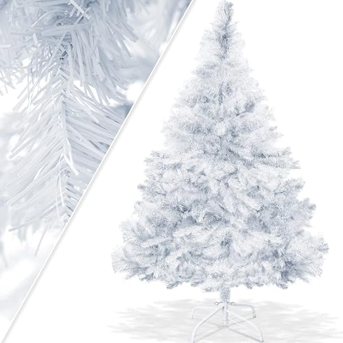 KESSER® Weihnachtsbaum künstlich 120cm mit 216 Spitzen, Tannenbaum künstlich Edeltanne Schnellaufbau inkl. Christbaum-Ständer, Weihnachtsdeko – Weiß 1,2m von KESSER