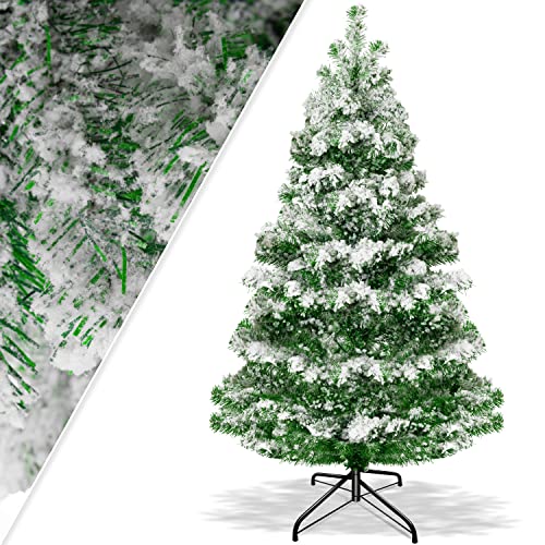 KESSER® Weihnachtsbaum künstlich PE 140cm mit 470 Spitzen Mit Schnee, Tannenbaum künstlich Edeltanne Schnellaufbau inkl. Christbaum-Ständer, Weihnachtsdeko – PE grün 1,4m Tanne Weihnachten von KESSER