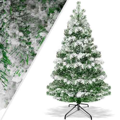 KESSER® Weihnachtsbaum künstlich PE 210cm mit 1246 Spitzen Mit Schnee, Tannenbaum künstlich Edeltanne Schnellaufbau inkl. Christbaum-Ständer, Weihnachtsdeko – PE grün 2,1m Tanne Weihnachten von KESSER