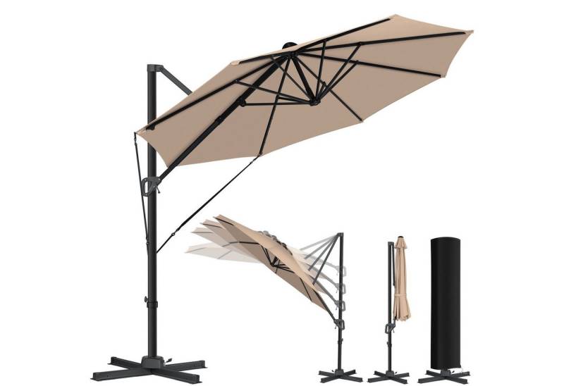 KESSER Ampelschirm, Sonnenschirm Ampelschirm SUN Rund XL Ø330 cm inkl. Abdeckung von KESSER