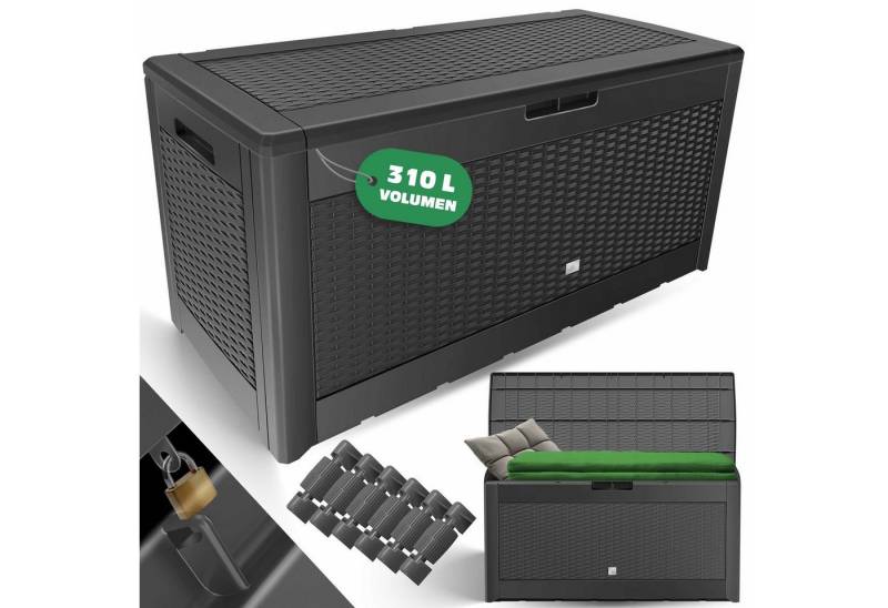 KESSER Aufbewahrungsbox, Auflagenbox Kissenbox 310 Liter mit Rollen klappbarer Deckel von KESSER