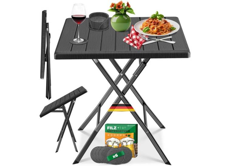 KESSER Bistrotisch Balkontisch klappbar (Gartentisch mit 6 Filz-Untersetzer), Outdoor Tisch Wetterfest & UV-beständig Stahl Klapptisch max. 100 kg von KESSER