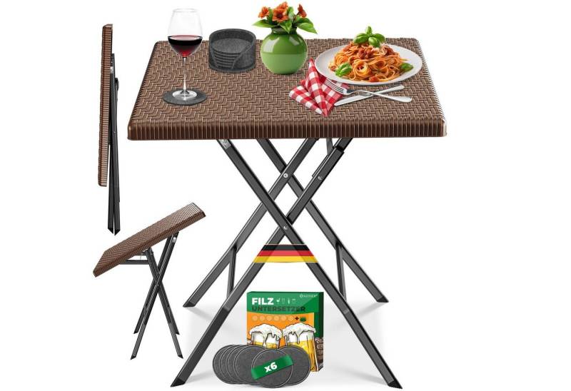 KESSER Bistrotisch Balkontisch klappbar (Gartentisch mit 6 Filz-Untersetzer), Outdoor Tisch Wetterfest & UV-beständig Stahl Klapptisch max. 100 kg von KESSER