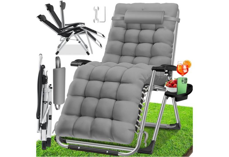 KESSER Gartenliege, Sonnenliege Liegestuhl Klappbar + Getränkehalter Gartenstuhl von KESSER