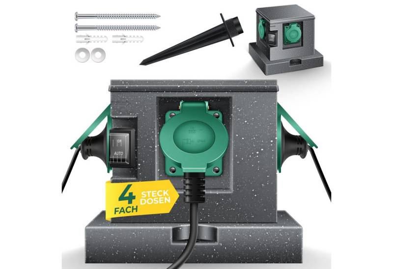 KESSER Gartensteckdose, Gartensteckdose Steinoptik mit Steckplätzen Inkl.Erdspieß KESSER Gartensteckdose, Gartensteckdose Steinoptik mit Steckplätzen Inkl.Erdspieß von KESSER