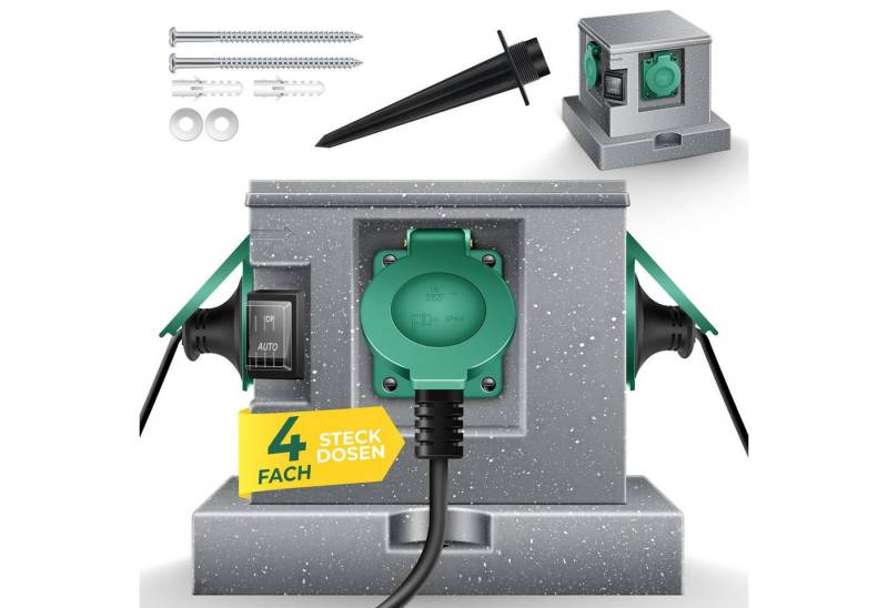 KESSER Gartensteckdose, Gartensteckdose Steinoptik mit Steckplätzen Inkl.Erdspieß KESSER Gartensteckdose, Gartensteckdose Steinoptik mit Steckplätzen Inkl.Erdspieß von KESSER