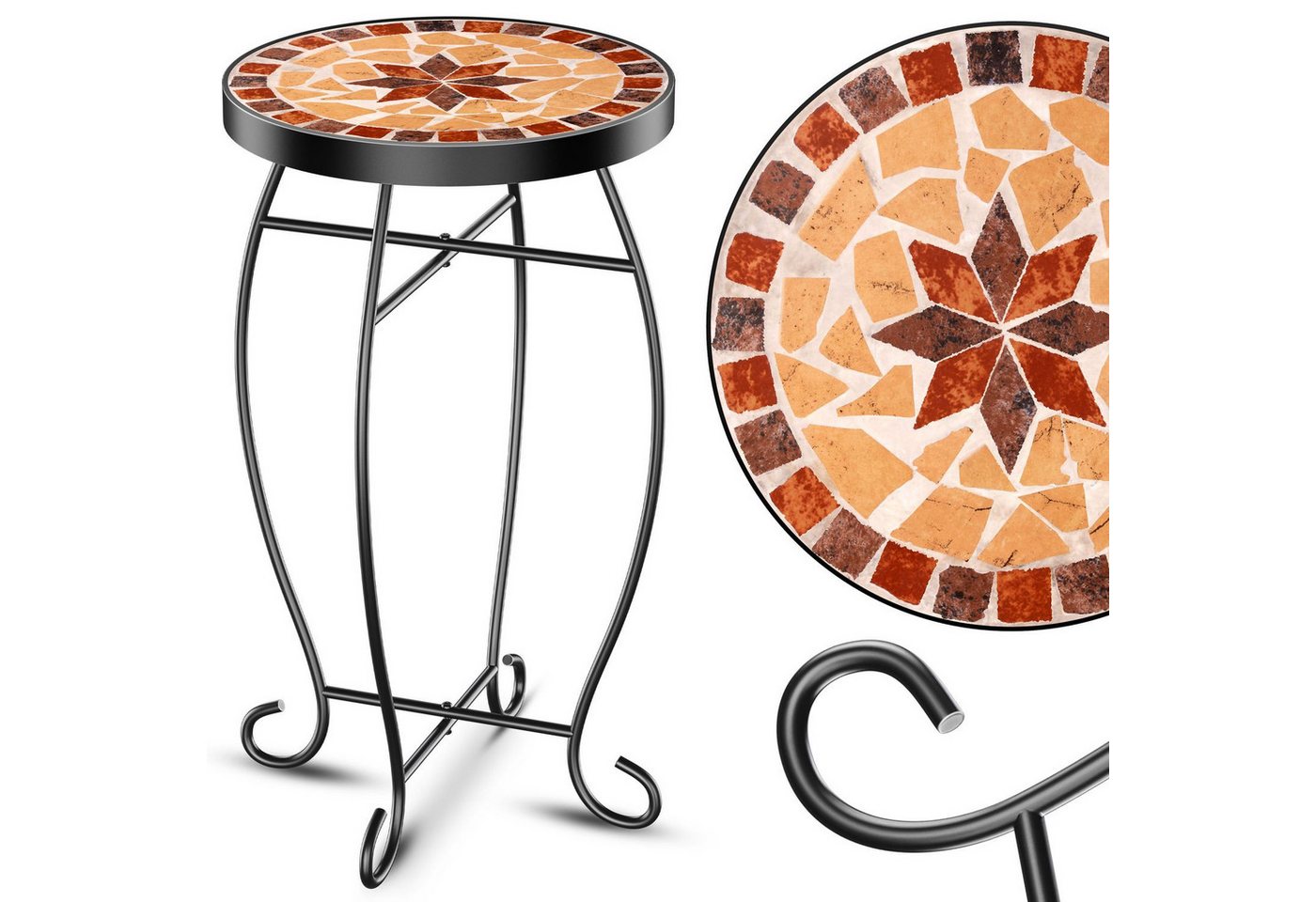 KESSER Gartentisch, Mosaiktisch Bistrotische Blumenhocker Rund 60 34 cm Metall KESSER Gartentisch, Mosaiktisch Bistrotische Blumenhocker Rund 60 34 cm Metall von KESSER