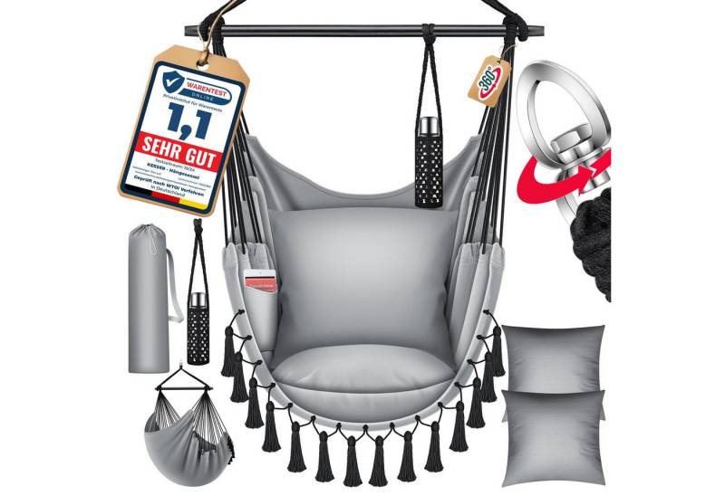 KESSER Hängesessel, Hängestuhl mit Kissen, Getränkehalter & Bücherfach belastbar bis 150kg von KESSER