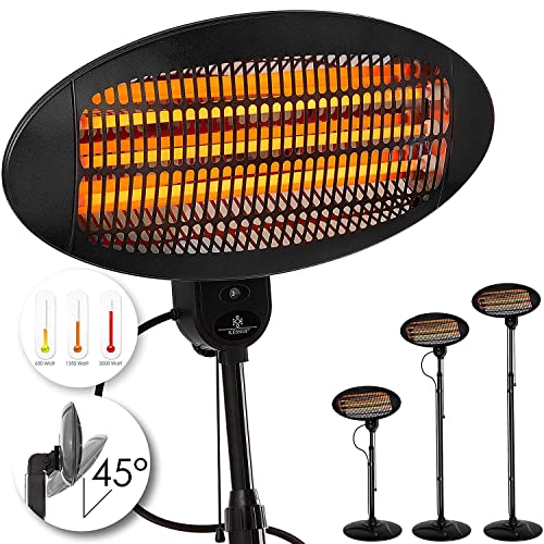 KESSER® Heizstrahler, Wickeltisch-Wärmestrahler mit Splitterschutz und Kipp- Abschaltung, Standfuß - 2 in1 (auch zur Wandmontage geeignet) Infrarot ✓ Terrassenheizung Terassen ✓ Quarzstrahler von KESSER