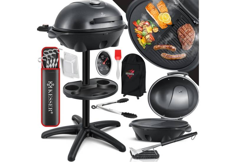 KESSER Elektro-Standgrill, elektrischer Grill Set mit Deckel, Thermometer & Antihaftbeschichtung von KESSER
