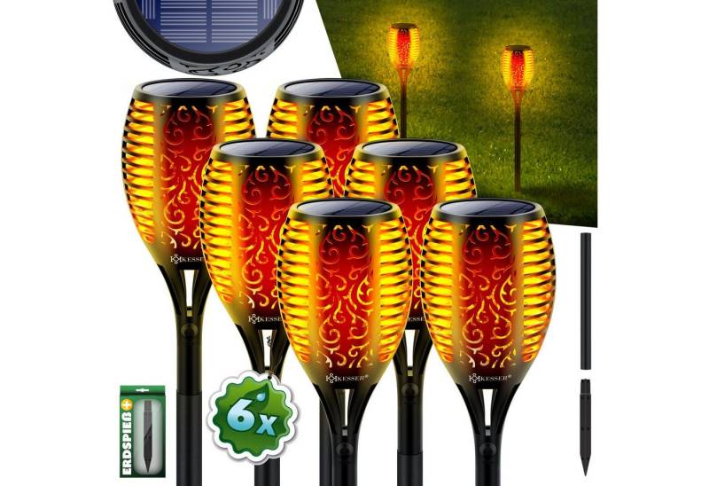 KESSER LED Gartenleuchte, Gartenfackel Solar Set Solarleuchten Flamme mit Wandhalterung von KESSER