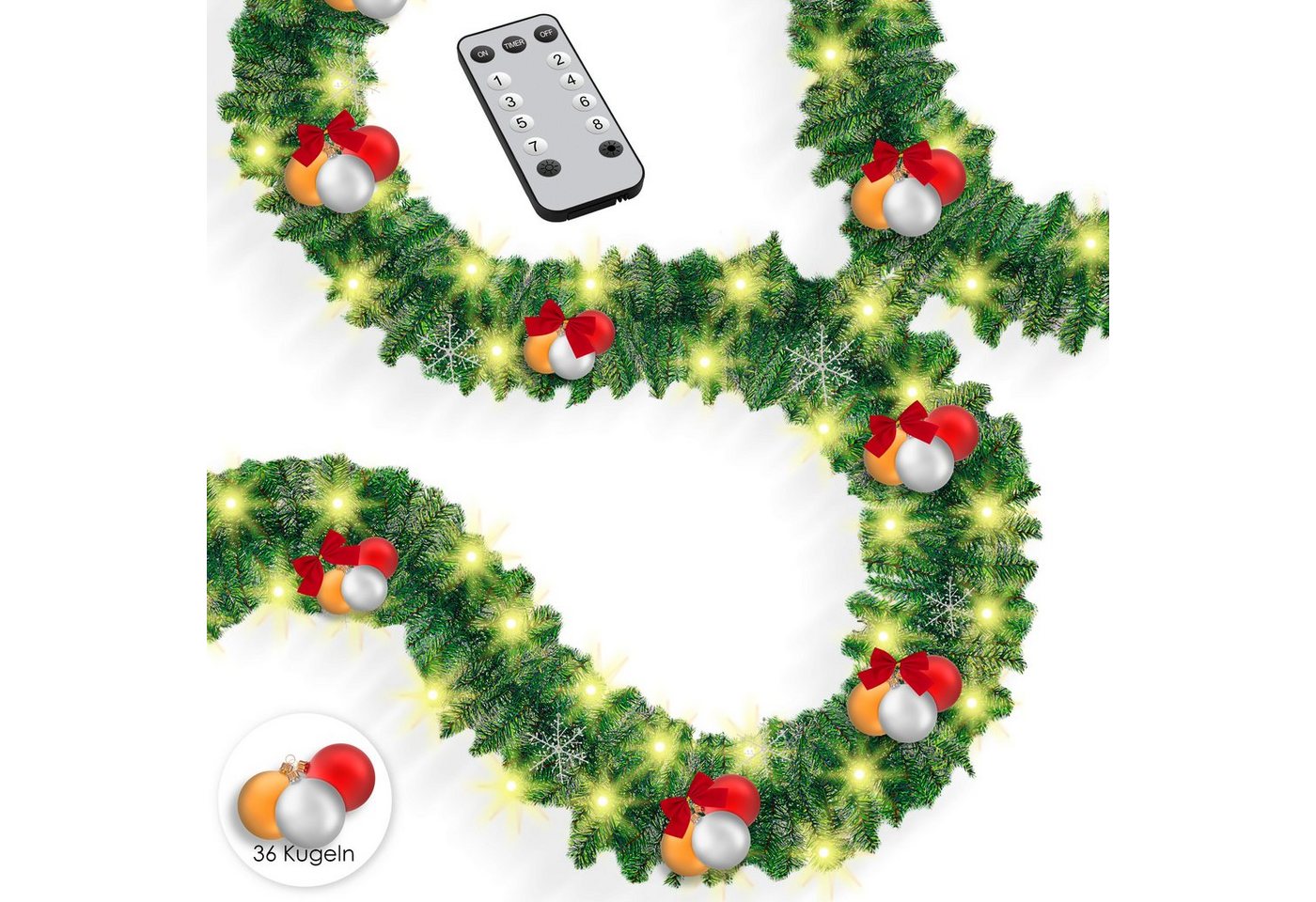 KESSER LED-Girlande, Weihnachtsgirlande mit Beleuchtung 100 LED's von KESSER