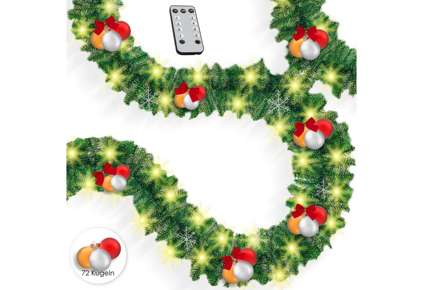 KESSER LED-Girlande, Weihnachtsgirlande mit Beleuchtung 100 LED's von KESSER