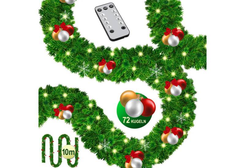 KESSER LED-Girlande, Weihnachtsgirlande mit Beleuchtung 100 LED's von KESSER