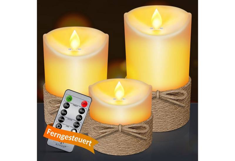 KESSER LED-Kerze, 3er Set Echtwachs Kerze Flammenlos mit Fernbedienung, Timer & Dimmer KESSER LED-Kerze, 3er Set Echtwachs Kerze Flammenlos mit Fernbedienung, Timer & Dimmer von KESSER