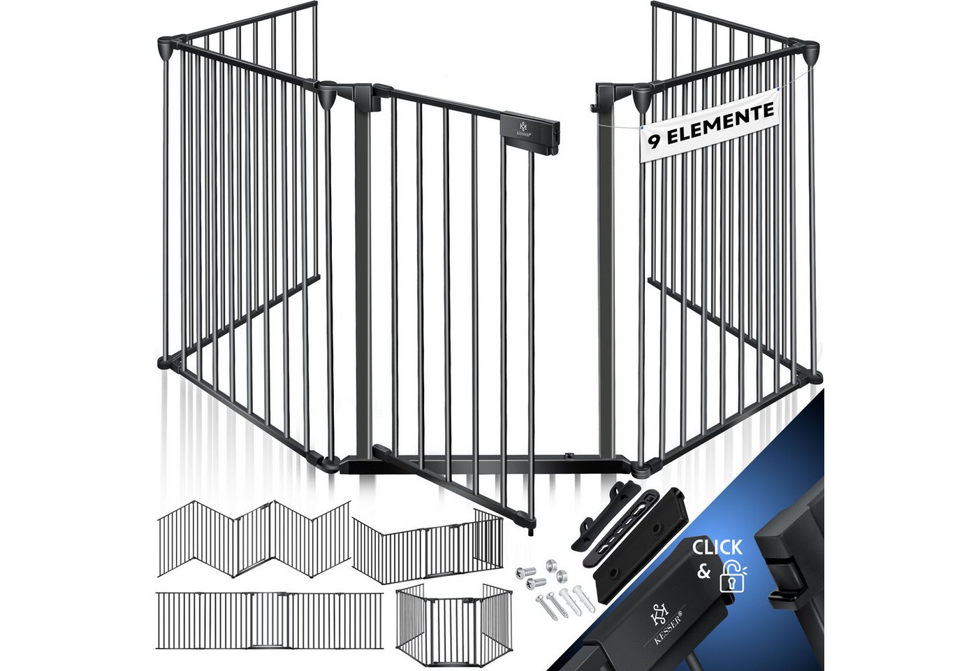 KESSER Ofenschutzgitter, Kaminschutzgitter mit Tür Metall Ofenschutzgitter Laufgitter von KESSER