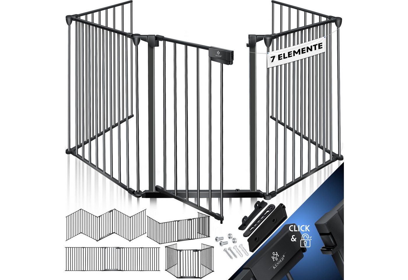 KESSER Ofenschutzgitter, Kaminschutzgitter mit Tür Metall Ofenschutzgitter Laufgitter von KESSER