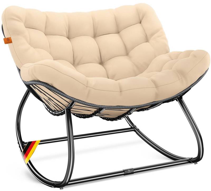 KESSER Schaukelstuhl Schaukelsessel für drinnen & draußen Relaxsessel ergonomisch (Loungesessel Witterungsbeständig mit Rutschfesten Füßen), maximale Belastung 120 kg Ideal für Balkon, Garten und Wohnzimmer von KESSER