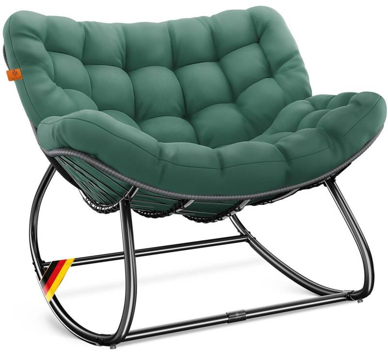 KESSER Schaukelstuhl Schaukelsessel für drinnen & draußen Relaxsessel ergonomisch (Loungesessel Witterungsbeständig mit Rutschfesten Füßen), maximale Belastung 120 kg Ideal für Balkon, Garten und Wohnzimmer von KESSER