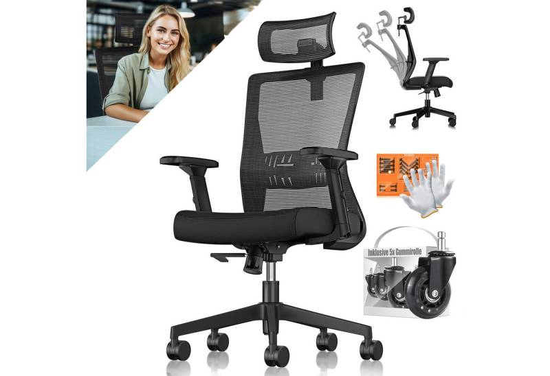 KESSER Schreibtischstuhl, mit verstellbaren Armlehnen Drehstuhl Schreibtischstuhl ergonomisch von KESSER