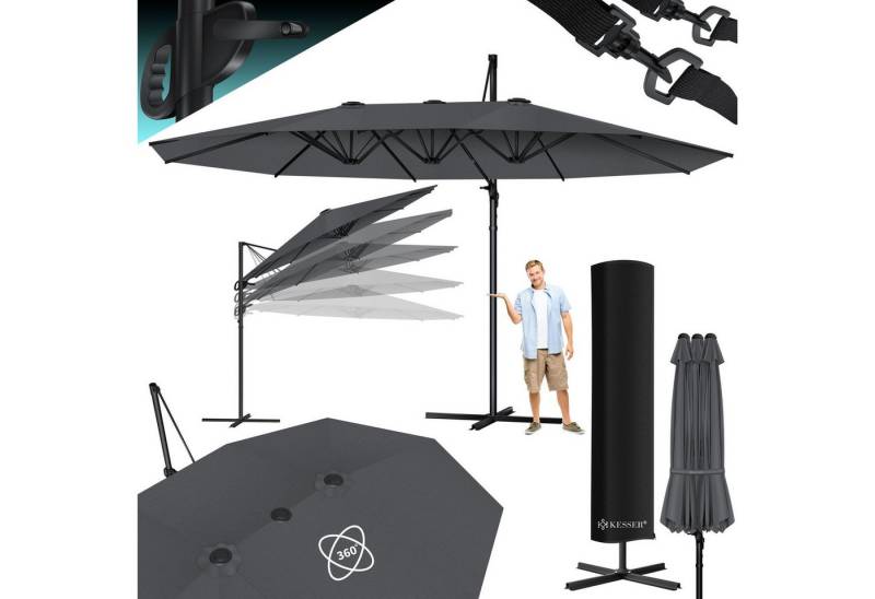 KESSER Sonnenschirm, Sonnenschirm Doppelsonnenschirm 4,6m x 2,7m Ampelschirm von KESSER