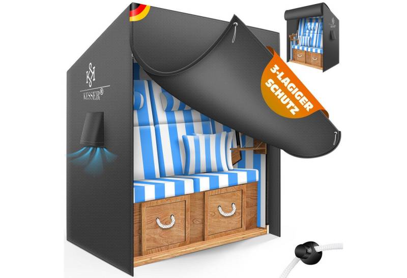 KESSER Strandkorb-Schutzhülle Premium Abdeckung 600D Oxford Gewebe (Strandkorbabdeckung mit Belüftungsöffnungen 160x120x90 cm), UV-Beständige Strandkorbhülle Reißfest, Winterfest & Wasserdicht von KESSER