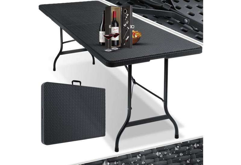 KESSER Tabletttisch, Buffettisch Tisch klappbar Kunststoff 180x75 cm Rattan Optik von KESSER