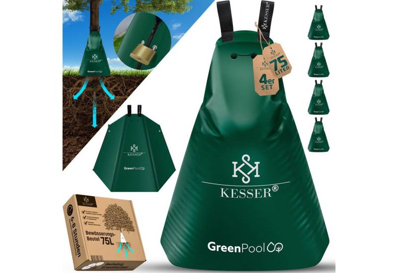 KESSER Tropfer Baum-Bewässerungssack Bewässerungssystem für Bäume, (4-tlg., Bewässerungsbeutel aus UV beständigem PVC mit Schloss & 2x Schlüssel), Baumbewässerungsbeutel, Baumsack für gezielte Bewässerung von Bäumen von KESSER