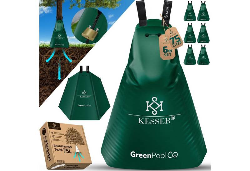 KESSER Tropfer Baum-Bewässerungssack Bewässerungssystem für Bäume, (6-tlg., Bewässerungsbeutel aus UV beständigem PVC mit Schloss & 2x Schlüssel), Baumbewässerungsbeutel, Baumsack für gezielte Bewässerung von Bäumen von KESSER