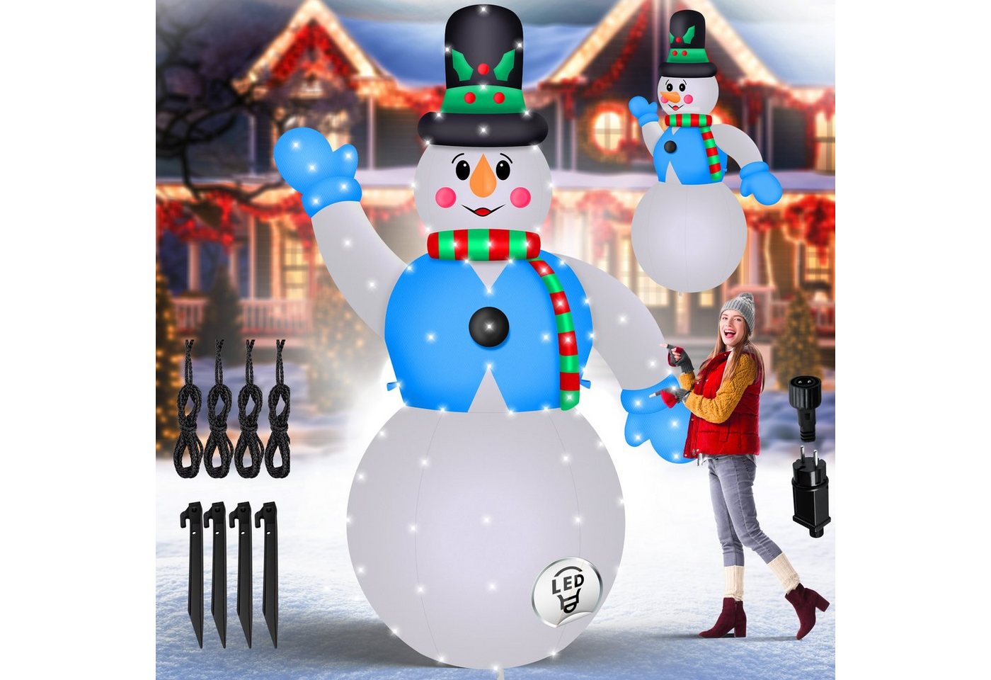 KESSER Weihnachtsfigur, Aufblasbarer Schneemann 240cm LED-Beleuchtung IP44 Weihnachtsdeko XXL KESSER Weihnachtsfigur, Aufblasbarer Schneemann 240cm LED-Beleuchtung IP44 Weihnachtsdeko XXL von KESSER