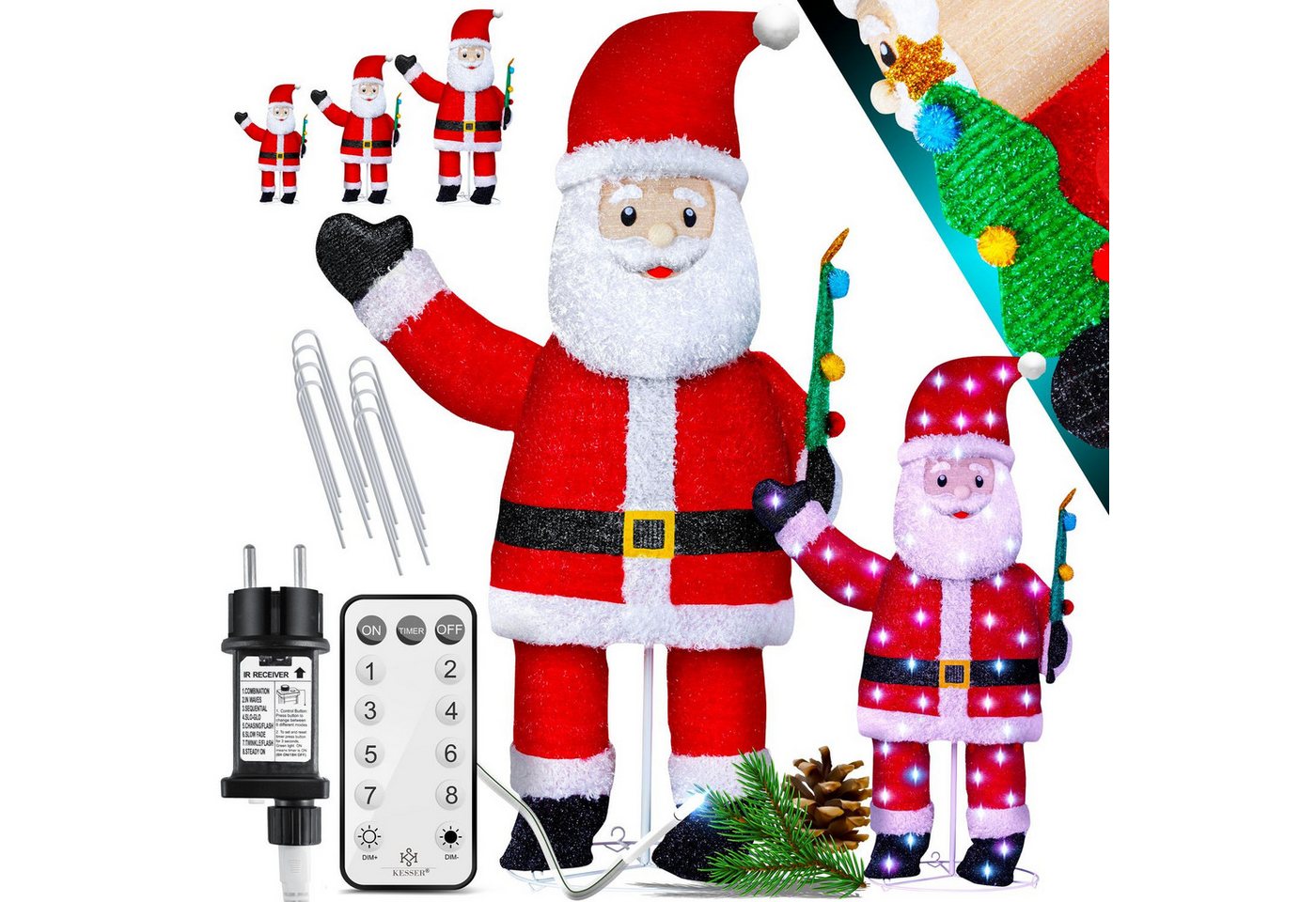 KESSER Weihnachtsfigur, LED Weihnachtsmann Santa mit Fernbedienung Mit Modi Bunt KESSER Weihnachtsfigur, LED Weihnachtsmann Santa mit Fernbedienung Mit Modi Bunt von KESSER