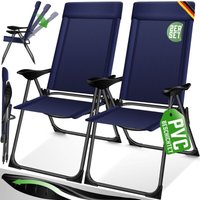 2er Set Gartenstuhl Hochlehner Alu Klappstuhl 7-Fach Verstellbar mit Armlehnen Atmungsaktiv klappbar Campingstuhl Balkonstuhl Klappsessel Blau von KESSER