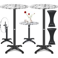 2in1 Stehtisch klappbar Bistrotisch Aluminium Edelstahlplatte höhenverstellbar 70cm / 115cm Partytisch Tisch In- & Outdoor Hochzeit Marmor / ø 80 cm von KESSER