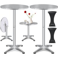 2in1 Stehtisch klappbar Bistrotisch Aluminium Edelstahlplatte höhenverstellbar 70cm / 115cm Partytisch Tisch In- & Outdoor Hochzeit Silber / ø 80 cm von KESSER