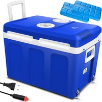 40L Kühlbox mit Rollen zum Warmhalten und Kühlen thermo-Elektrische Kühlbox 12 Volt und 230 Volt Mini-Kühlschrank Thermobox für Auto 40L / Blau von KESSER