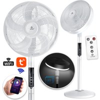 Kesser - 4in1 Standventilator Tischventilator mit App Wifi Fernbedienung mit LED-Licht Tischlampe Stehlampe Leselampe Timer leise Oszillation Weiß von KESSER