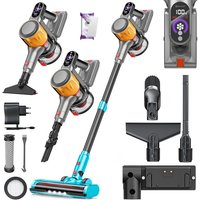 Akku-Staubsauger 2in1 Handstaubsauger ohne Beutel mit HEPA-Filter Akkusauger bis 45 Min. Laufzeit + Fugendüse & Staubbürste LED-Licht xl von KESSER
