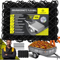Kesser - Anhängernetz Dehnbar feinmaschig mit Haken Hängernetz mit Spannseil & Netzkordel für Ladungssicherung Schwarz / 150 x 270cm Kesser - Anhängernetz Dehnbar feinmaschig mit Haken Hängernetz mit Spannseil & Netzkordel für Ladungssicherung Schwarz / 150 x 270cm von KESSER