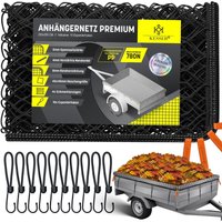 Kesser - Anhängernetz feinmaschig mit Haken Hängernetz mit Spannseil, Netzkordel & 8mm Randverstärkung für Ladungssicherung Schwarz / 250 x 350cm von KESSER