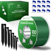 Begrenzungskabel + Erdspieße + Kabelverbinder für Mähroboter Rasenmäher Rasenroboter Zubehör set Begrenzungsdraht Universal kompatibel Grün / 100m + von KESSER