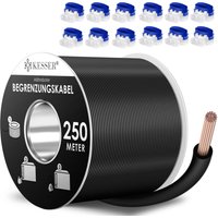 Begrenzungskabel + Erdspieße + Kabelverbinder für Mähroboter Rasenmäher Rasenroboter Zubehör set Begrenzungsdraht Universal kompatibel Schwarz / 250m von KESSER