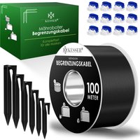 Begrenzungskabel + Erdspieße + Kabelverbinder für Mähroboter Rasenmäher Rasenroboter Zubehör set Begrenzungsdraht Universal kompatibel Schwarz / 100m von KESSER