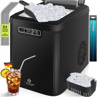 Kesser - Eiswürfelbereiter Eiswürfelmaschine Edelstahl Ice Maker 12 kg 24 h Zubereitung in 7 min 2.2 Liter Wassertank 2 Eiswürfel-Größen Schwarz von KESSER