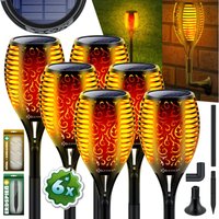 Gartenfackel Solar Set Solarleuchten Flamme mit Wandhalterung + Erdspieß Licht-Sensor Wetterfest Garten Solarleuchte Fackel Lichter led Garten 96 von KESSER