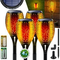 Kesser - Gartenfackel Solar Set Solarleuchten Flamme mit Wandhalterung + Erdspieß Licht-Sensor Wetterfest Garten Solarleuchte Fackel Lichter led von KESSER