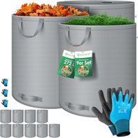 Kesser - Gartensack Set Laubsack Gartenabfallsack inkl. Handschuhe - Selbststehend 4 Griffe Stabil Robust & Faltbar - Laubsäcke Rasenschnitt von KESSER